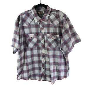 Wrangler Mens XXL Vintage 70s/80s USA Plaid Western Shirt Button Up Red